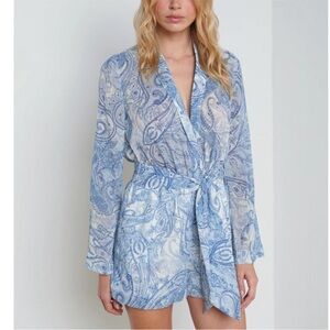 L’Agence Blue and White Paisley romper